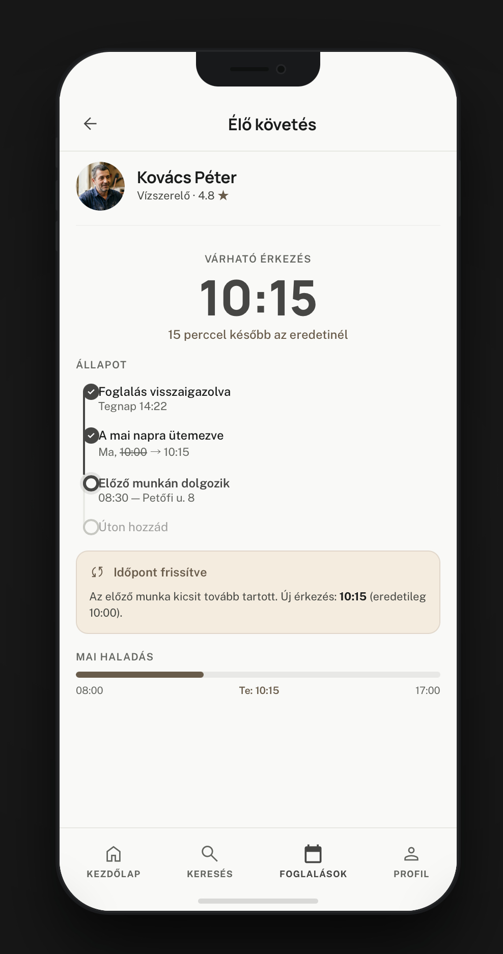 Marsha live tracking with ETA and status timeline