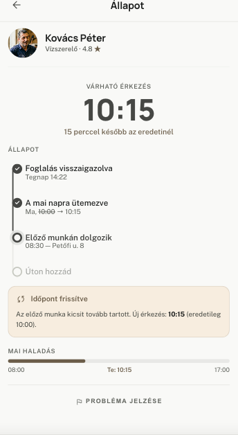 Marsha status updates with timeline